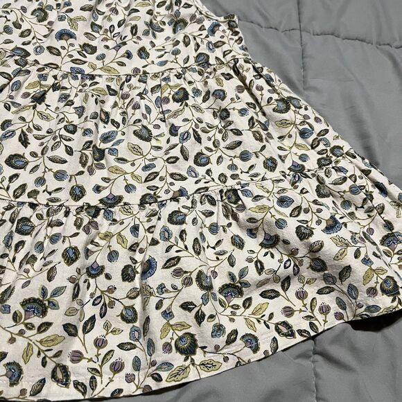 Little Planet Carters Cream Blue Green Floral Strappy Dress Linen Blend Girls 3T - Picture 4 of 9